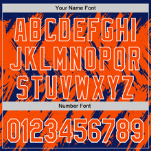 Charger l'image dans la galerie, Custom Royal Orange-White Abstract Sharp Shape Fragment 3D Pattern Design Bomber Full-Snap Varsity Letterman Hoodie Jacket