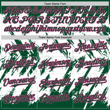 Load image into Gallery viewer, Custom Kelly Green White-Pink Abstract Sharp Shape Fragment 3D Pattern Design Bomber Full-Snap Varsity Letterman Hoodie Jacket