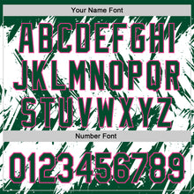 Load image into Gallery viewer, Custom Kelly Green White-Pink Abstract Sharp Shape Fragment 3D Pattern Design Bomber Full-Snap Varsity Letterman Hoodie Jacket