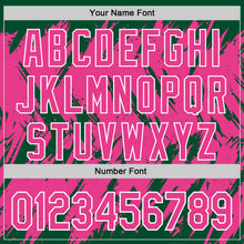 Load image into Gallery viewer, Custom Kelly Green Pink-White Abstract Sharp Shape Fragment 3D Pattern Design Bomber Full-Snap Varsity Letterman Hoodie Jacket