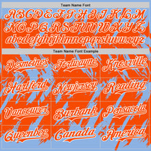 Load image into Gallery viewer, Custom Light Blue Orange-White Abstract Sharp Shape Fragment 3D Pattern Design Bomber Full-Snap Varsity Letterman Hoodie Jacket