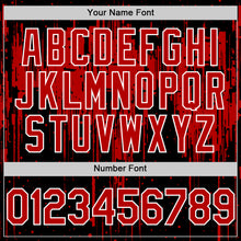Загрузить изображение в средство просмотра галереи, Custom Black Red-White Dripping Splatter 3D Pattern Design Bomber Full-Snap Varsity Letterman Hoodie Jacket