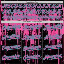 Load image into Gallery viewer, Custom Black Pink-Aqua Dripping Splatter 3D Pattern Design Bomber Full-Snap Varsity Letterman Hoodie Jacket