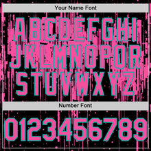 Load image into Gallery viewer, Custom Black Pink-Aqua Dripping Splatter 3D Pattern Design Bomber Full-Snap Varsity Letterman Hoodie Jacket