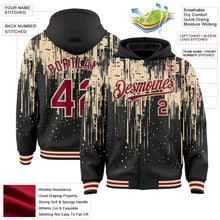 Загрузить изображение в средство просмотра галереи, Custom Black Crimson-City Cream Dripping Splatter 3D Pattern Design Bomber Full-Snap Varsity Letterman Hoodie Jacket