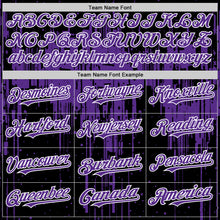 Загрузить изображение в средство просмотра галереи, Custom Black Purple-White Dripping Splatter 3D Pattern Design Bomber Full-Snap Varsity Letterman Hoodie Jacket