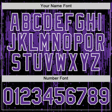 Загрузить изображение в средство просмотра галереи, Custom Black Purple-White Dripping Splatter 3D Pattern Design Bomber Full-Snap Varsity Letterman Hoodie Jacket