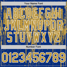 Загрузить изображение в средство просмотра галереи, Custom Royal Old Gold-White Dripping Splatter 3D Pattern Design Bomber Full-Snap Varsity Letterman Hoodie Jacket