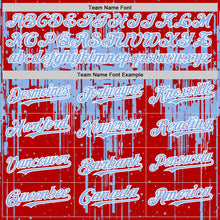 Загрузить изображение в средство просмотра галереи, Custom Red Light Blue-White Dripping Splatter 3D Pattern Design Bomber Full-Snap Varsity Letterman Hoodie Jacket