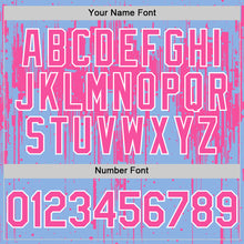 Загрузить изображение в средство просмотра галереи, Custom Light Blue Pink-White Dripping Splatter 3D Pattern Design Bomber Full-Snap Varsity Letterman Hoodie Jacket