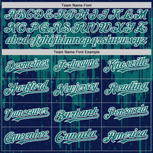 Загрузить изображение в средство просмотра галереи, Custom Navy Teal-White Dripping Splatter 3D Pattern Design Bomber Full-Snap Varsity Letterman Hoodie Jacket