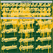 Загрузить изображение в средство просмотра галереи, Custom Green Gold-White Dripping Splatter 3D Pattern Design Bomber Full-Snap Varsity Letterman Hoodie Jacket