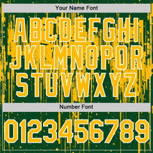 Загрузить изображение в средство просмотра галереи, Custom Green Gold-White Dripping Splatter 3D Pattern Design Bomber Full-Snap Varsity Letterman Hoodie Jacket