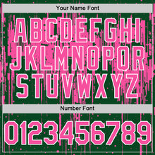 Загрузить изображение в средство просмотра галереи, Custom Green Pink-White Dripping Splatter 3D Pattern Design Bomber Full-Snap Varsity Letterman Hoodie Jacket