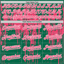 Загрузить изображение в средство просмотра галереи, Custom Kelly Green Neon Pink-White Dripping Splatter 3D Pattern Design Bomber Full-Snap Varsity Letterman Hoodie Jacket