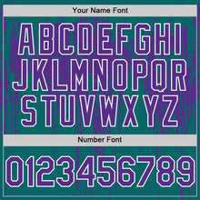 Загрузить изображение в средство просмотра галереи, Custom Teal Purple-White Dripping Splatter 3D Pattern Design Bomber Full-Snap Varsity Letterman Hoodie Jacket