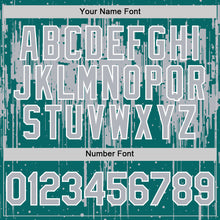 Загрузить изображение в средство просмотра галереи, Custom Teal Gray-White Dripping Splatter 3D Pattern Design Bomber Full-Snap Varsity Letterman Hoodie Jacket