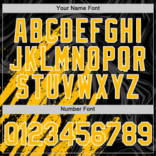 Загрузить изображение в средство просмотра галереи, Custom Black Gold-White Splash 3D Pattern Design Bomber Full-Snap Varsity Letterman Hoodie Jacket