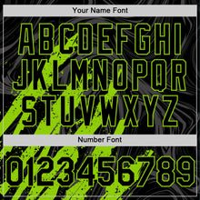 Загрузить изображение в средство просмотра галереи, Custom Black Neon Green Splash 3D Pattern Design Bomber Full-Snap Varsity Letterman Hoodie Jacket