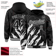 Загрузить изображение в средство просмотра галереи, Custom Black White Splash 3D Pattern Design Bomber Full-Snap Varsity Letterman Hoodie Jacket