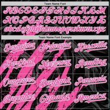 Загрузить изображение в средство просмотра галереи, Custom Black Pink-White Splash 3D Pattern Design Bomber Full-Snap Varsity Letterman Hoodie Jacket