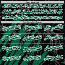 Загрузить изображение в средство просмотра галереи, Custom Black Kelly Green-White Splash 3D Pattern Design Bomber Full-Snap Varsity Letterman Hoodie Jacket