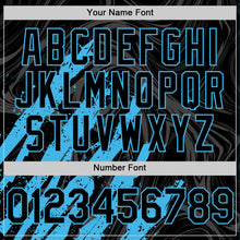 Загрузить изображение в средство просмотра галереи, Custom Black Sky Blue-White Splash 3D Pattern Design Bomber Full-Snap Varsity Letterman Hoodie Jacket