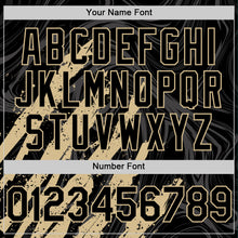 Загрузить изображение в средство просмотра галереи, Custom Black Vegas Gold-White Splash 3D Pattern Design Bomber Full-Snap Varsity Letterman Hoodie Jacket