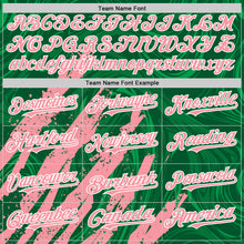 Загрузить изображение в средство просмотра галереи, Custom Kelly Green Medium Pink-White Splash 3D Pattern Design Bomber Full-Snap Varsity Letterman Hoodie Jacket