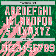 Загрузить изображение в средство просмотра галереи, Custom Kelly Green Medium Pink-White Splash 3D Pattern Design Bomber Full-Snap Varsity Letterman Hoodie Jacket