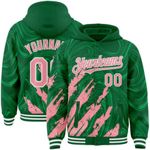 Загрузить изображение в средство просмотра галереи, Custom Kelly Green Medium Pink-White Splash 3D Pattern Design Bomber Full-Snap Varsity Letterman Hoodie Jacket