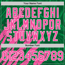 Загрузить изображение в средство просмотра галереи, Custom Kelly Green Pink-White Splash 3D Pattern Design Bomber Full-Snap Varsity Letterman Hoodie Jacket