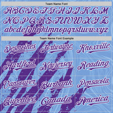 Загрузить изображение в средство просмотра галереи, Custom Light Blue Purple-White Splash 3D Pattern Design Bomber Full-Snap Varsity Letterman Hoodie Jacket