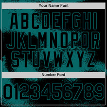 Загрузить изображение в средство просмотра галереи, Custom Black Teal Abstract Color Blocks Fragment 3D Pattern Design Bomber Full-Snap Varsity Letterman Hoodie Jacket