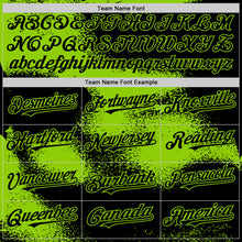 Загрузить изображение в средство просмотра галереи, Custom Black Neon Green Abstract Color Blocks Fragment 3D Pattern Design Bomber Full-Snap Varsity Letterman Hoodie Jacket