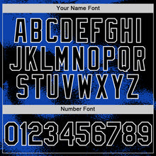 Загрузить изображение в средство просмотра галереи, Custom Black Thunder Blue-White Abstract Color Blocks Fragment 3D Pattern Design Bomber Full-Snap Varsity Letterman Hoodie Jacket