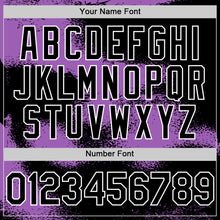 Загрузить изображение в средство просмотра галереи, Custom Black Medium Purple-White Abstract Color Blocks Fragment 3D Pattern Design Bomber Full-Snap Varsity Letterman Hoodie Jacket