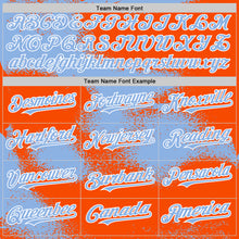 Загрузить изображение в средство просмотра галереи, Custom Orange Light Blue-White Abstract Color Blocks Fragment 3D Pattern Design Bomber Full-Snap Varsity Letterman Hoodie Jacket