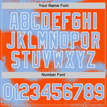 Загрузить изображение в средство просмотра галереи, Custom Orange Light Blue-White Abstract Color Blocks Fragment 3D Pattern Design Bomber Full-Snap Varsity Letterman Hoodie Jacket