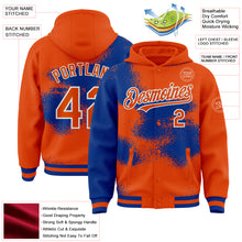 Загрузить изображение в средство просмотра галереи, Custom Orange Royal-White Abstract Color Blocks Fragment 3D Pattern Design Bomber Full-Snap Varsity Letterman Hoodie Jacket