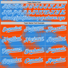 Загрузить изображение в средство просмотра галереи, Custom Orange Powder Blue-White Abstract Color Blocks Fragment 3D Pattern Design Bomber Full-Snap Varsity Letterman Hoodie Jacket