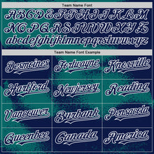 Загрузить изображение в средство просмотра галереи, Custom Navy Teal-White Abstract Color Blocks Fragment 3D Pattern Design Bomber Full-Snap Varsity Letterman Hoodie Jacket