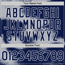 Загрузить изображение в средство просмотра галереи, Custom Navy Gray-White Abstract Color Blocks Fragment 3D Pattern Design Bomber Full-Snap Varsity Letterman Hoodie Jacket