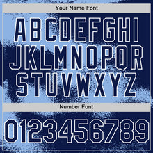 Загрузить изображение в средство просмотра галереи, Custom Navy Light Blue-White Abstract Color Blocks Fragment 3D Pattern Design Bomber Full-Snap Varsity Letterman Hoodie Jacket