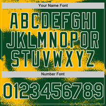 Загрузить изображение в средство просмотра галереи, Custom Green Gold-White Abstract Color Blocks Fragment 3D Pattern Design Bomber Full-Snap Varsity Letterman Hoodie Jacket