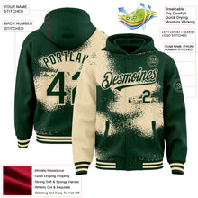 Загрузить изображение в средство просмотра галереи, Custom Green Cream Abstract Color Blocks Fragment 3D Pattern Design Bomber Full-Snap Varsity Letterman Hoodie Jacket
