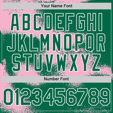 Загрузить изображение в средство просмотра галереи, Custom Kelly Green Light Pink-White Abstract Color Blocks Fragment 3D Pattern Design Bomber Full-Snap Varsity Letterman Hoodie Jacket