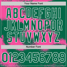 Загрузить изображение в средство просмотра галереи, Custom Kelly Green Pink-White Abstract Color Blocks Fragment 3D Pattern Design Bomber Full-Snap Varsity Letterman Hoodie Jacket