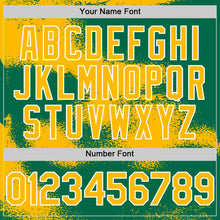 Загрузить изображение в средство просмотра галереи, Custom Kelly Green Gold-White Abstract Color Blocks Fragment 3D Pattern Design Bomber Full-Snap Varsity Letterman Hoodie Jacket