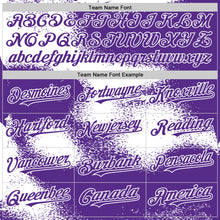 Загрузить изображение в средство просмотра галереи, Custom Purple White Abstract Color Blocks Fragment 3D Pattern Design Bomber Full-Snap Varsity Letterman Hoodie Jacket